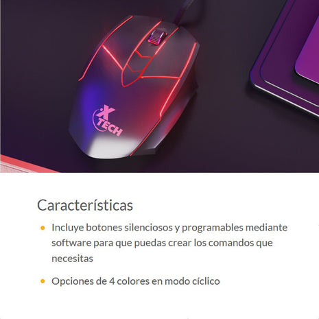 Mouse Gamer Xtech Xtm-810, Programable / 6 Botones / 7200dpi
