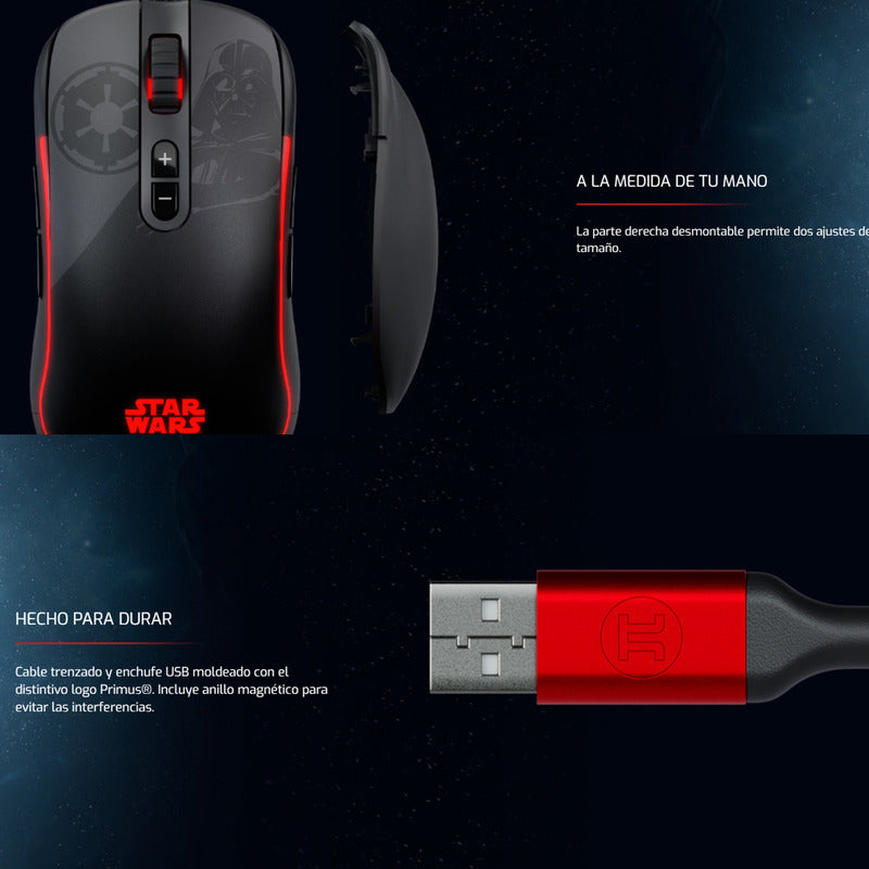 Combo Gamer Mouse + Diadema Primus Ed. Star Wars Darth Vader