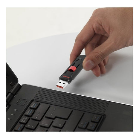 Memoria USB SanDisk Cruzer Glide 64GB Diseño Retráctil Software SecureAccess USB 3.0 - Negro/Rojo