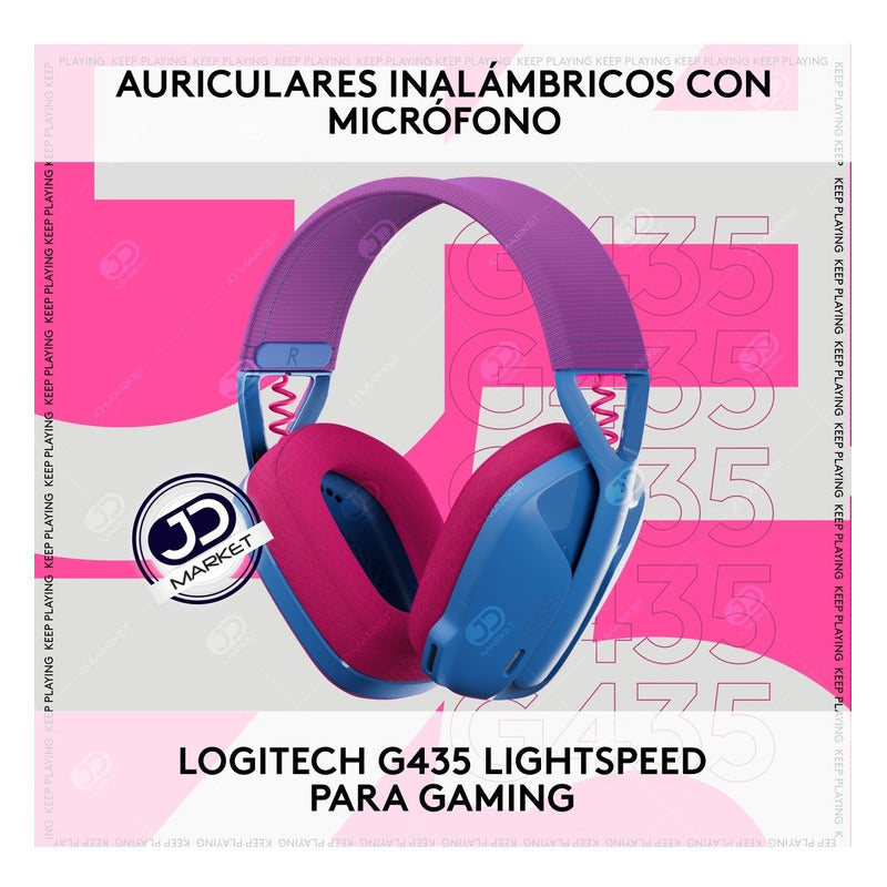 Diadema Gamer Inalámbrica + Bt, Logitech G435, Pc Ps5 - Azul