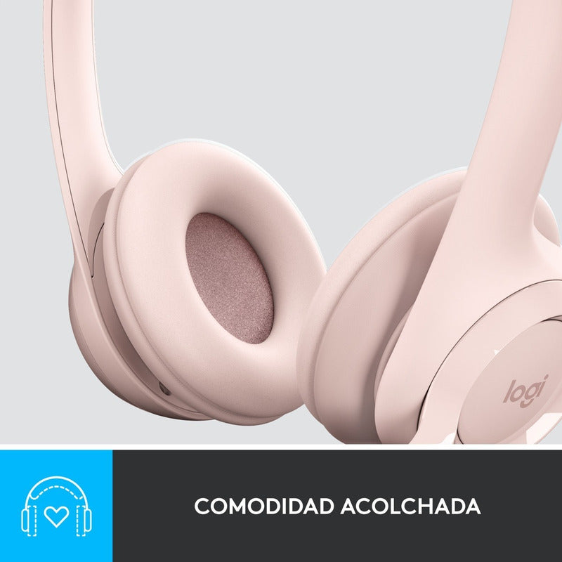 Diadema Usb Logitech H390, Mic Sin Ruido Y Controles, Rosado