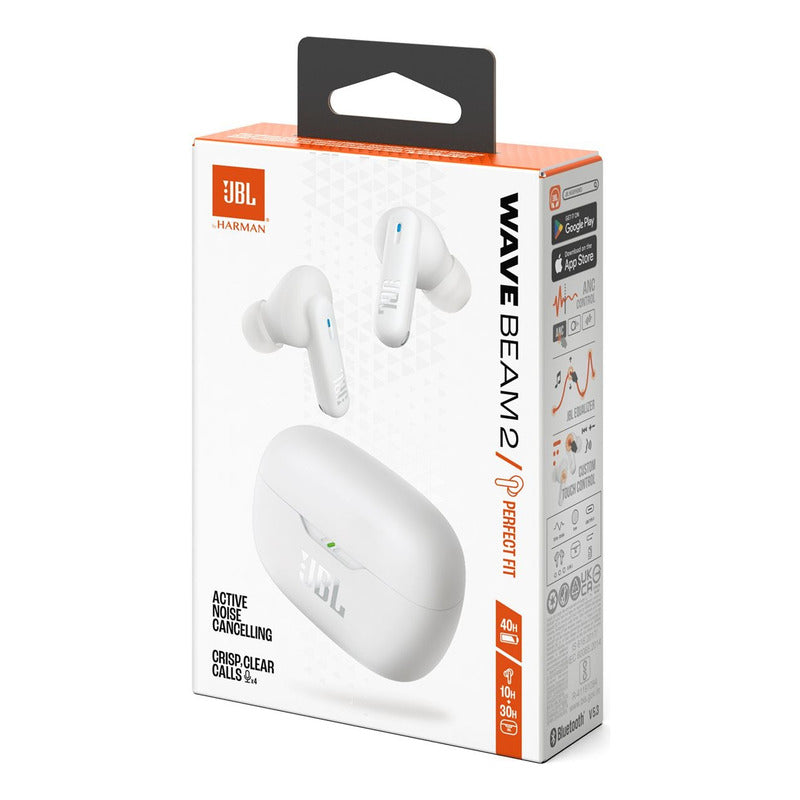 Jbl Wave Beam 2, Auriculares Bluetooth 5.3, Anc, 4 Mics, Wht