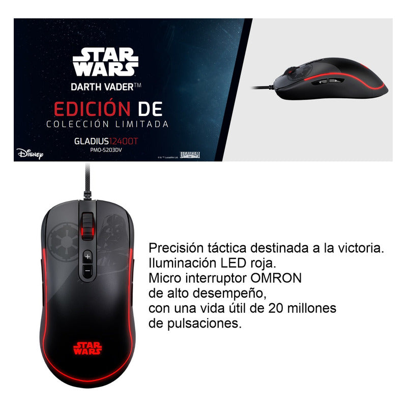 Mouse Gamer Primus Gladius 12400t, Ed. Star Wars Darth Vader