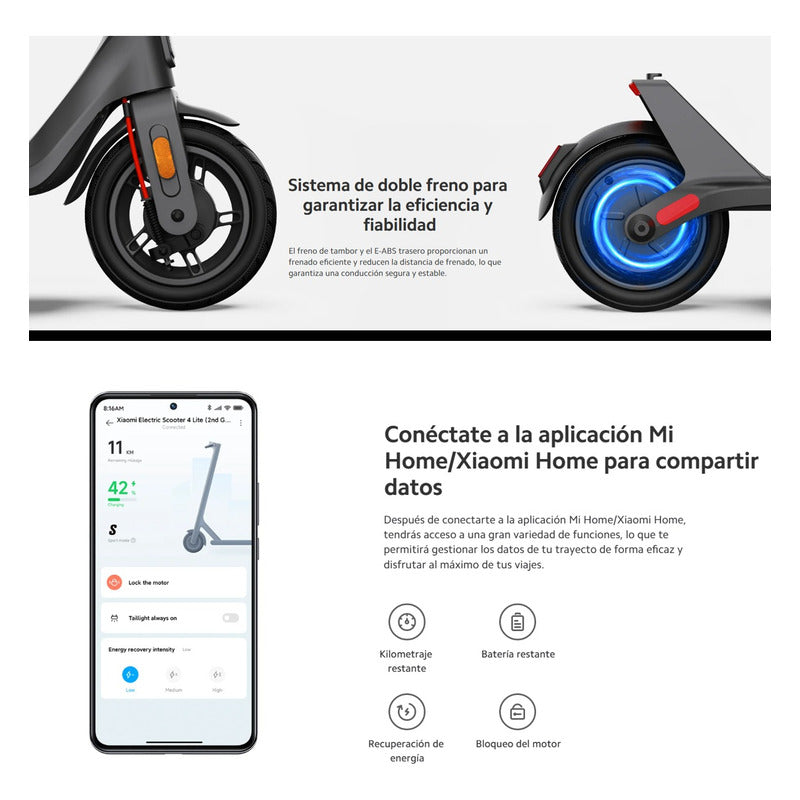 Patineta Eléctrica Xiaomi 4 Lite (2da Gen) Monopatín 25 Km/h Negro