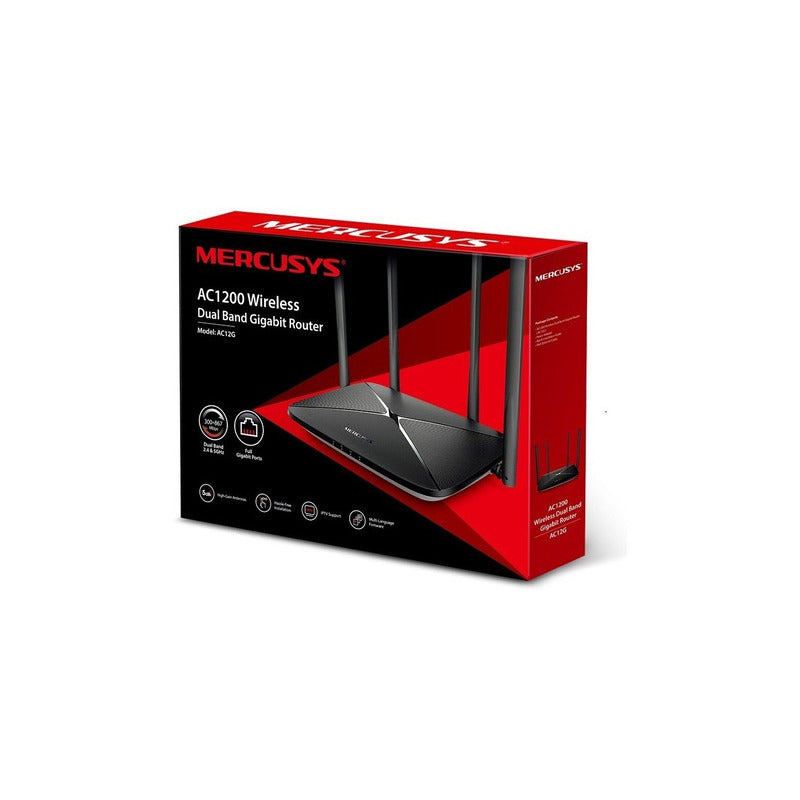 Mercusys Router Wireless Dualband Ac1200 Gigabit Ac12g Veloz Color Plateado