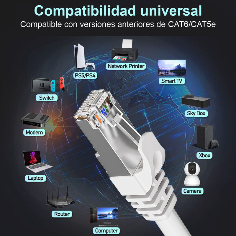 Cable De Red Ethernet Lan Rj45 Blindado Cat7e / 10 Metros