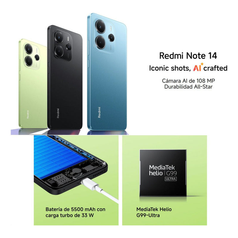Celular Xiaomi Redmi Note 14 128gb/6gb Blk + Band 9 Active