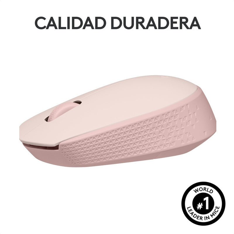 Mouse Inalámbrico Logitech M170 Receptor USB 2.4GHz Batería 12 Meses Diseño Portátil Ambidiestro - Rosa