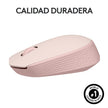 Mouse Inalámbrico Logitech M170 Receptor USB 2.4GHz Batería 12 Meses Diseño Portátil Ambidiestro - Rosa