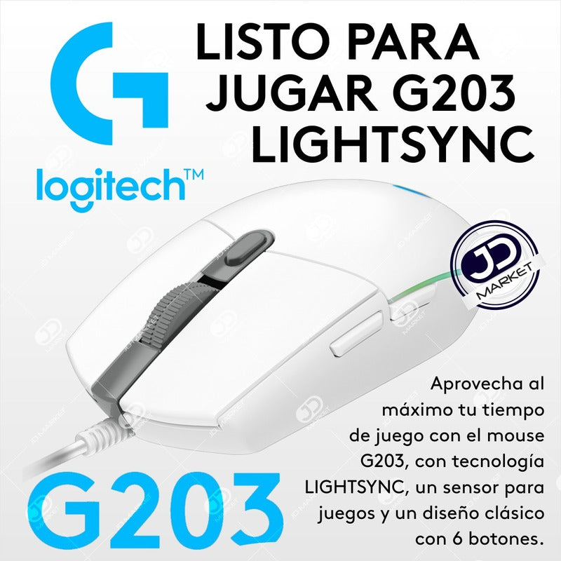 Mouse Gamer Logitech G203 Lightsync Rgb / 8000dpi - Blanco
