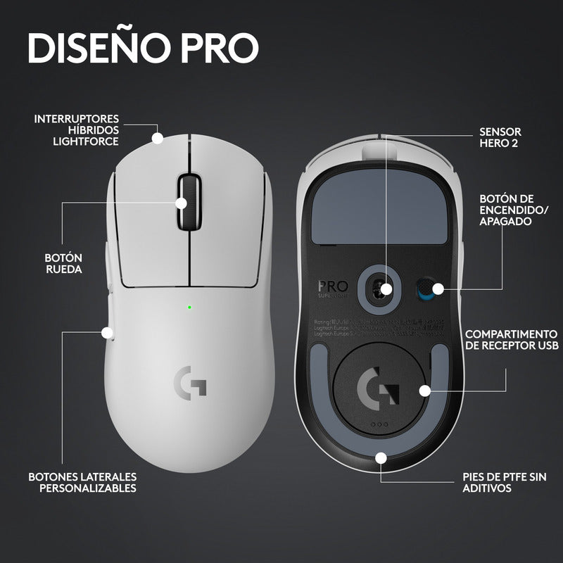 Mouse Gamer Inalámbrico Logitech G Pro X Superlight 2 - Blanco
