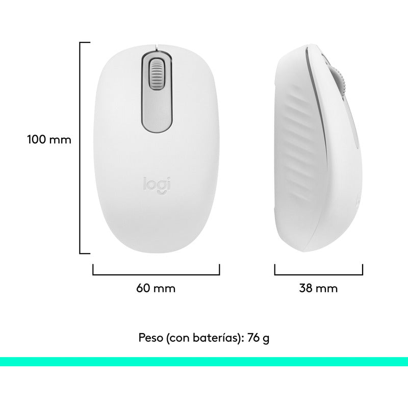 Mouse Inalámbrico Bluetooth Logitech M196 Diseño Ambidiestro Cómodo y Compacto - Blanco