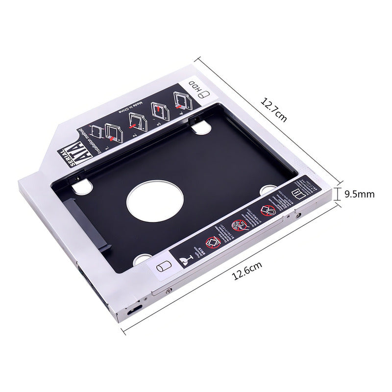 Caddy 9.5mm, Disco Duro Sata 2.5'', Ssd, Dvd Para Pc / Mac Color Negro