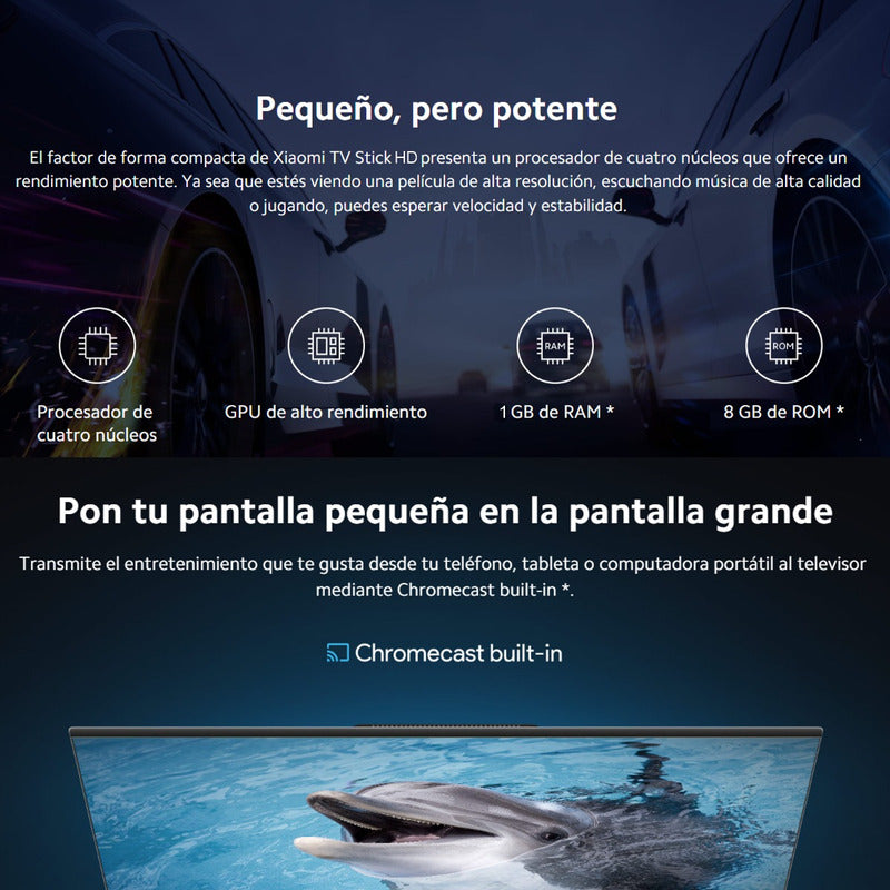 Xiaomi Mi Tv Stick, Chromecast 1080p Android 8gb Rom/1gb Ram