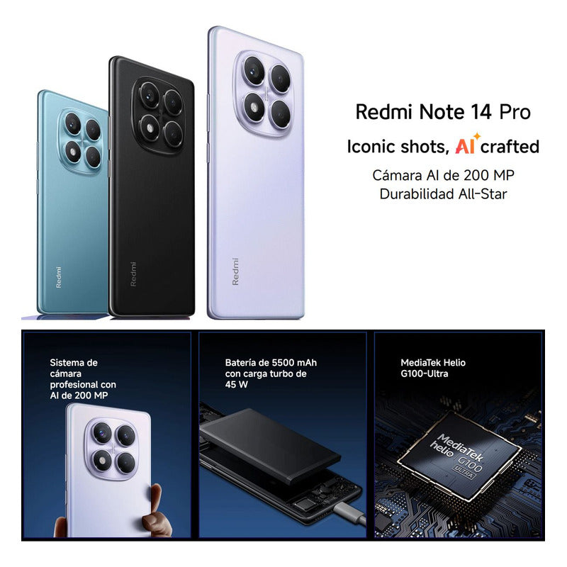 Celular Redmi Note 14 Pro 256gb/8gb Negro + Watch 5 Active
