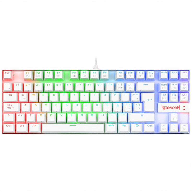 Teclado Mecánico Redragon K552rgb Kumara Blanco, Switch Rojo Español Latinoamérica