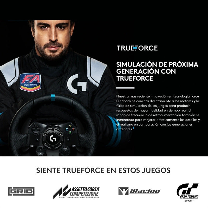 Volante De Carreras Logitech G923 Trueforce, Pc / Ps5 | Ps4 Negro