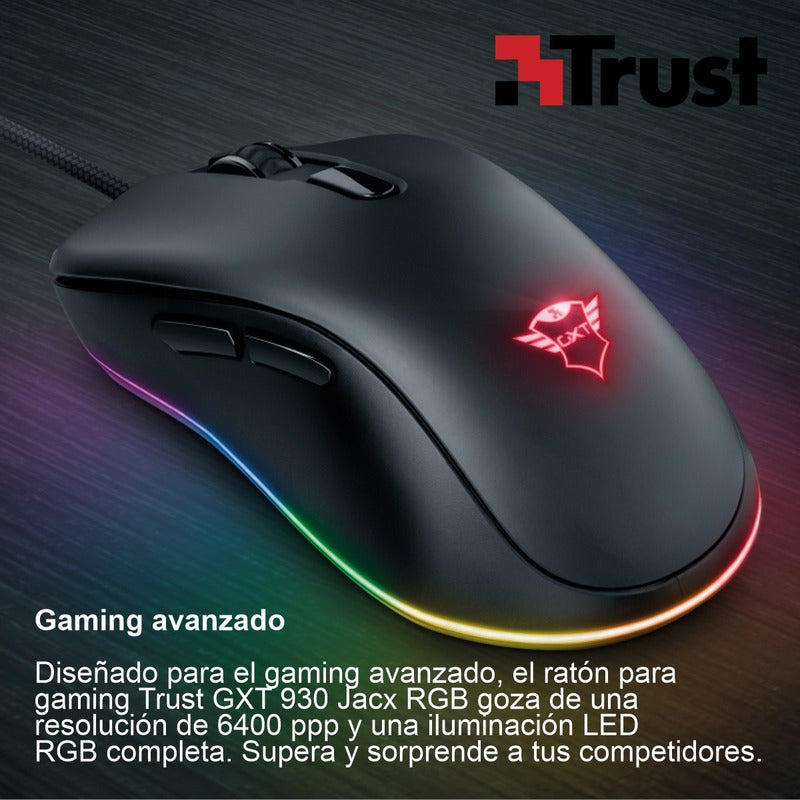 Mouse Gamer Rgb Trust Gxt 930 Jacx, 200~6400 Dpi / 6 Botones