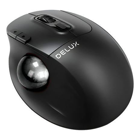 Mouse Ergo Trackball Delux Mt1 Db / Inalámbrico + Bluetooth Negro