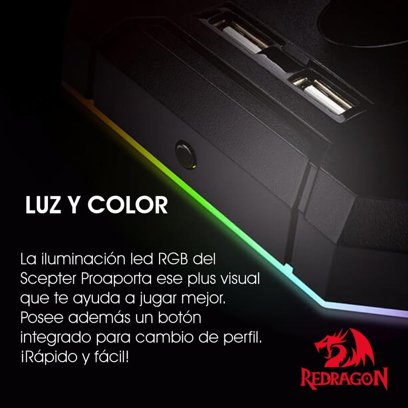 Hub 4 Usb + Base Auriculares Rgb Redragon Ha300 Scepter Pro