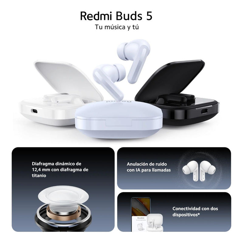 Xiaomi Redmi Buds 5, Auriculares Táctil Anc Manos Libres, Bl