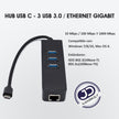Hub USB Tipo C » 3 Puertos USB 3.0 + 1 Ethernet Rj45 Gigabit