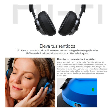 Audífonos Inalámbricos Anc Premium Klip Xtreme Knh-750bl