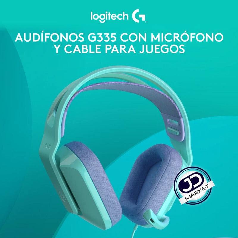 Diadema Gamer Alámbrica Logitech G335 Micrófono Flip to Mute Plug 3.5mm PC PS5 Xbox Switch - Menta
