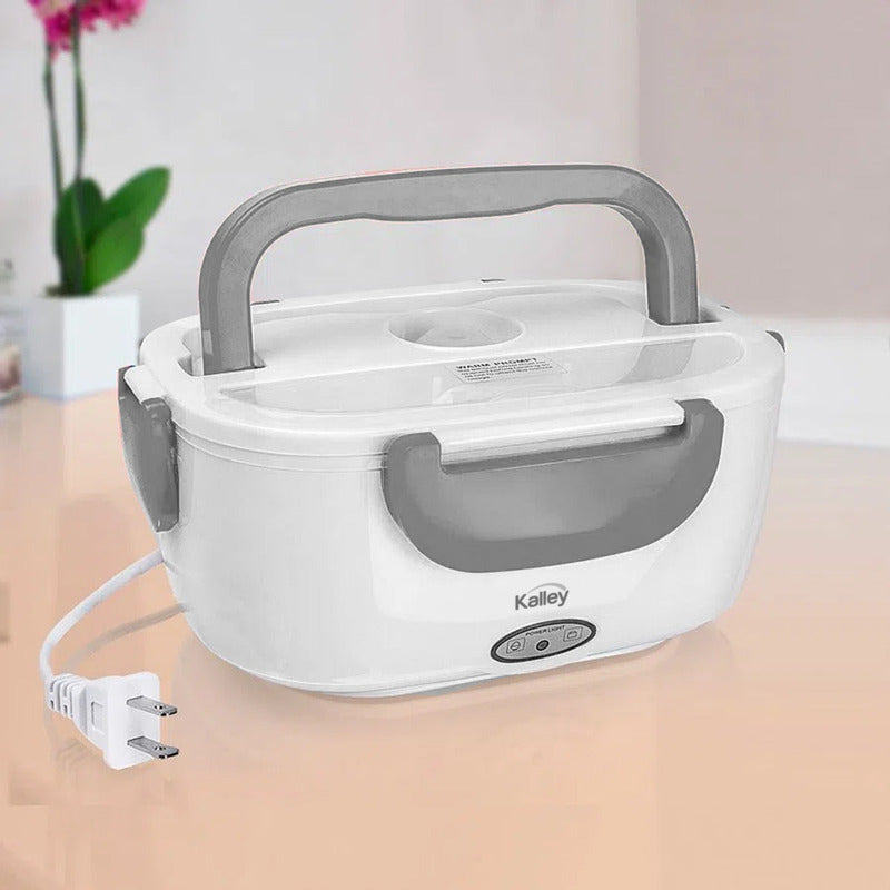 Lonchera Eléctrica Kalley Porta Comida 1.1lt, Garantía 1 Año Blanco/gris