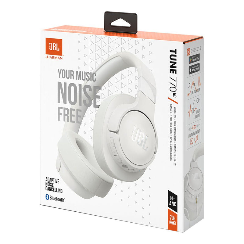 Audífonos Diadema JBL Tune 770NC Bluetooth 5.3 ANC Adaptativo Pure Bass Sound Batería 70 Horas - Blanco