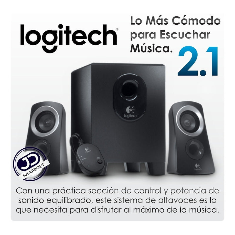 Parlantes Logitech Z313 Sistema 2.1 Subwoofer 25W RMS Control Pod de Volumen y Auriculares PC TV Celular