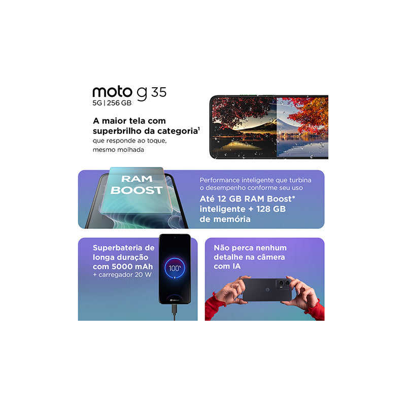 Smartphone Moto G35 5g 256gb - Coral - Cuero Vegano