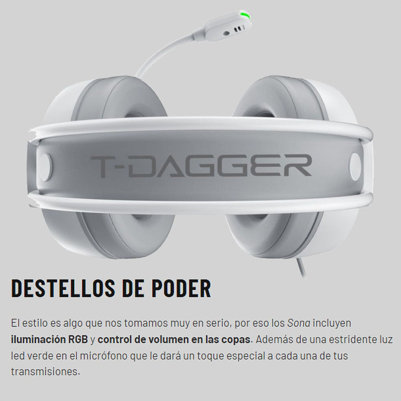 Diadema Gamer Usb T-dagger T-rgh304w Sona, Rgb / 7.1 Virtual