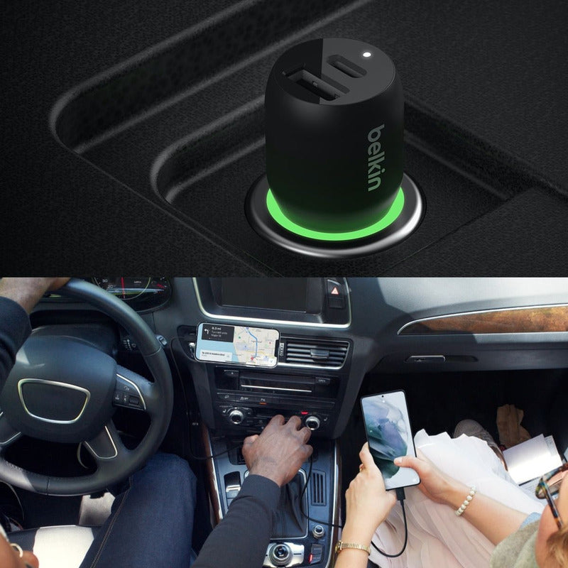 Cargador De Carro Dual Belkin Boostcharge Usb-c/a Pps De 37w