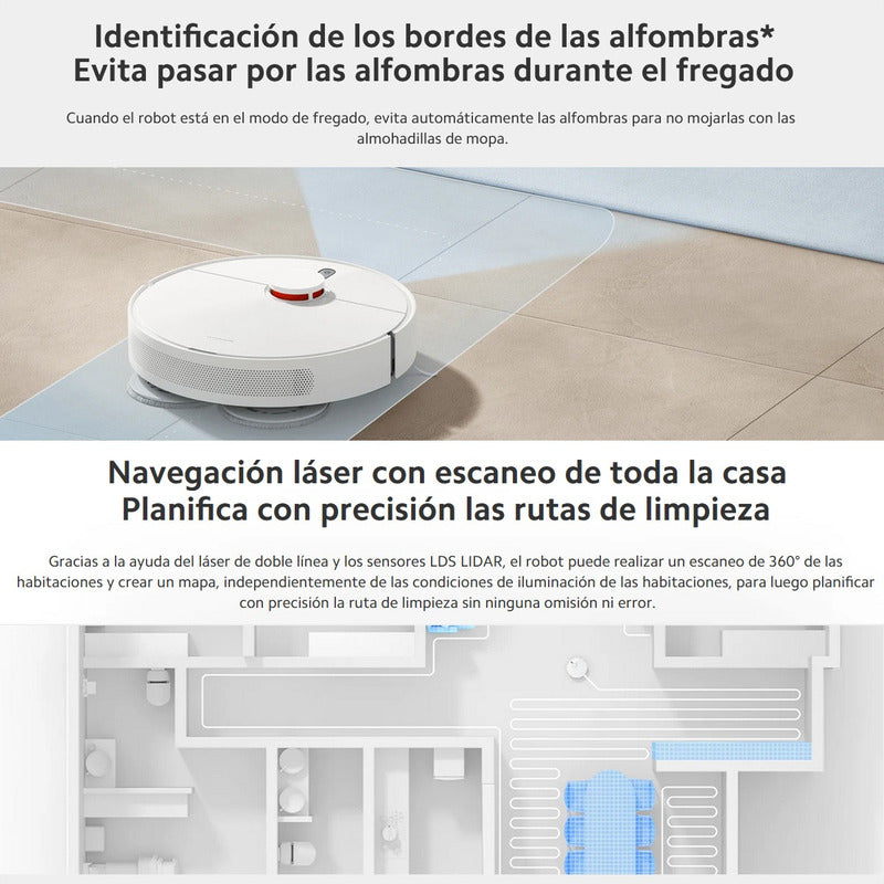 Xiaomi Robot Vacuum S10+, Aspiradora Trapeadora Inteligente, 4000Pa,  Sensor Láser, Color Blanco