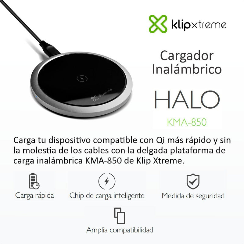 Cargador Inalámbrico Qi Klip Xtreme Halo Kma-850