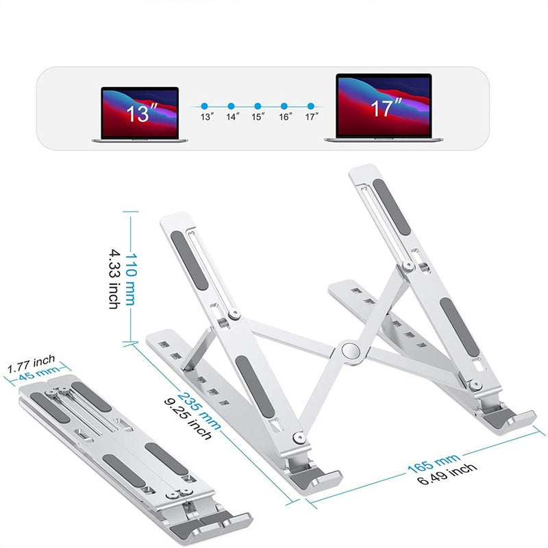 Base Soporte Para Portátil Ergonómica/reclinable, 7 Niveles Plateado