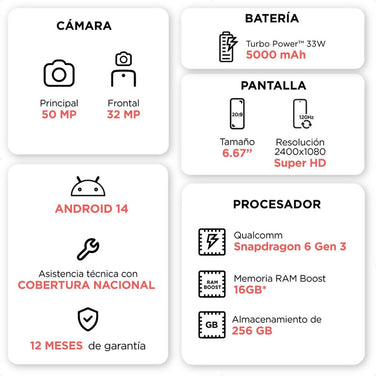 Celular Motorola G85 SIM+eSIM 5G pOLED 6.67" Curva 256GB 16GB(8+8) 50MP Sony 5000mAh 30W - Gris Carbón