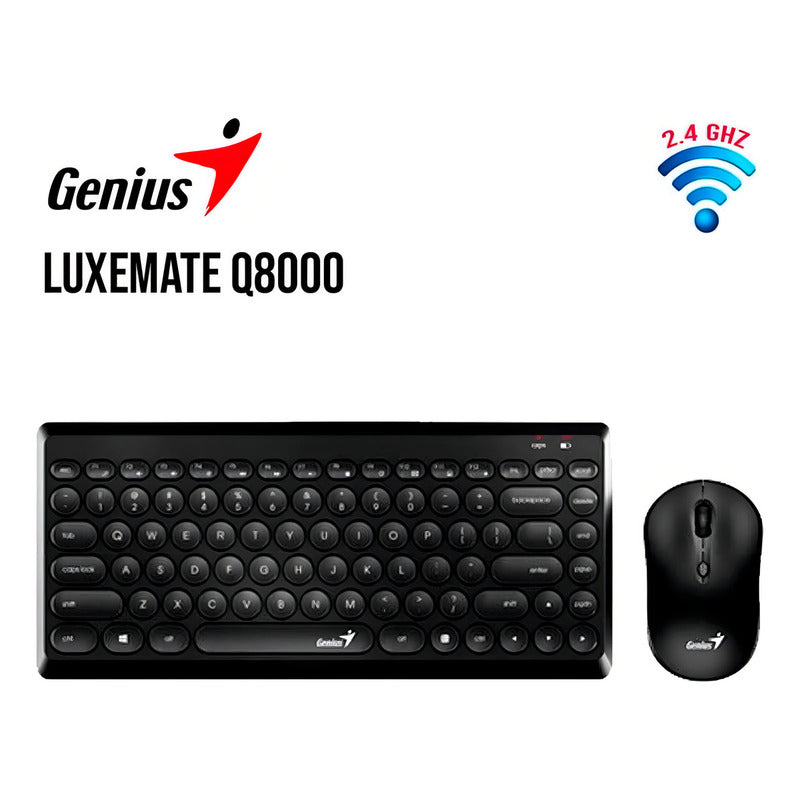 Combo Mini Teclado Y Mouse Portatil Inalambrico Q8000 Genius Color Del Teclado Negro