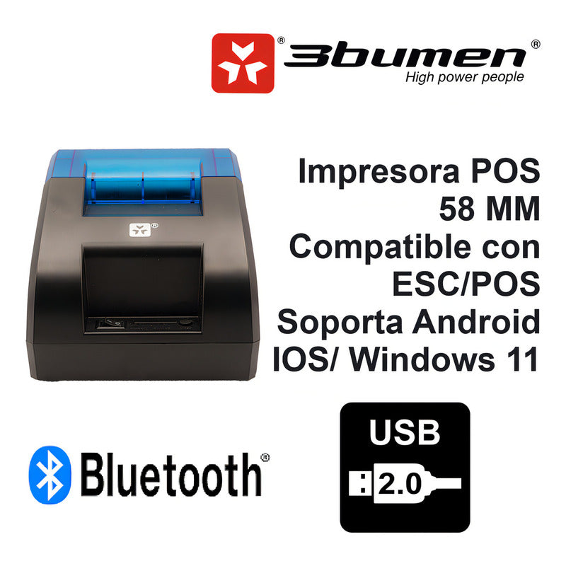 Impresora Térmica Pos 58mm Alta Velocidad / Usb + Bluetooth