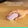 Mouse Inalámbrico Bluetooth Logitech M196 Diseño Ambidiestro Cómodo y Compacto - Rosado