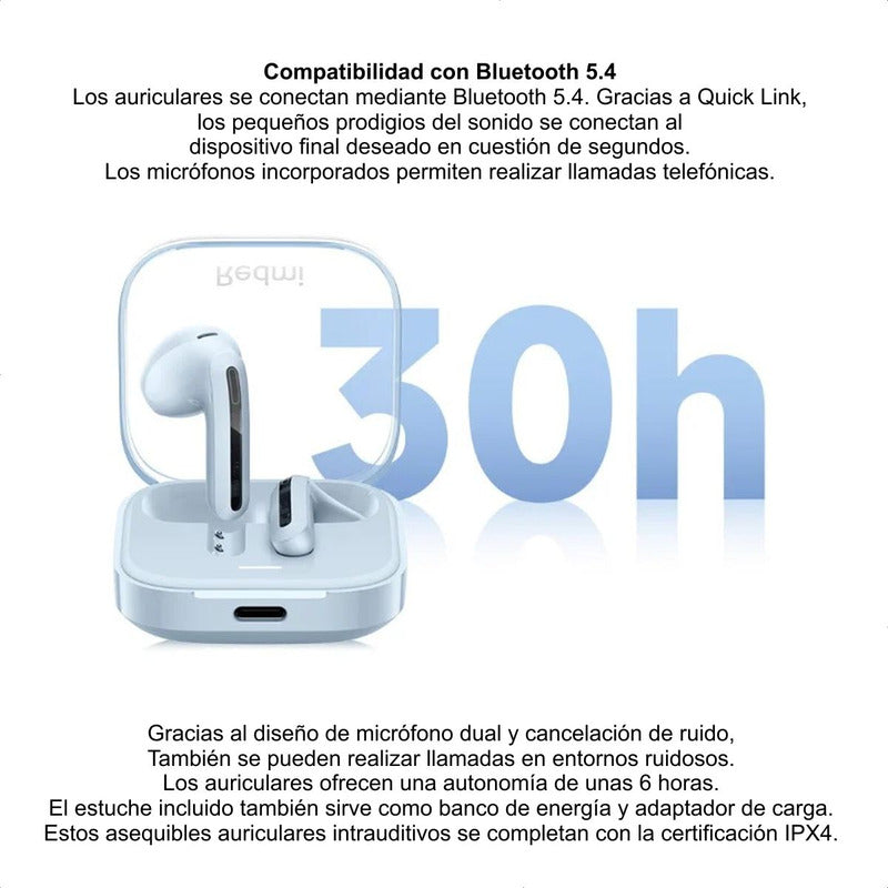 Xiaomi Redmi Buds 6 Active, Auriculares Bt Manos Libres, Blu