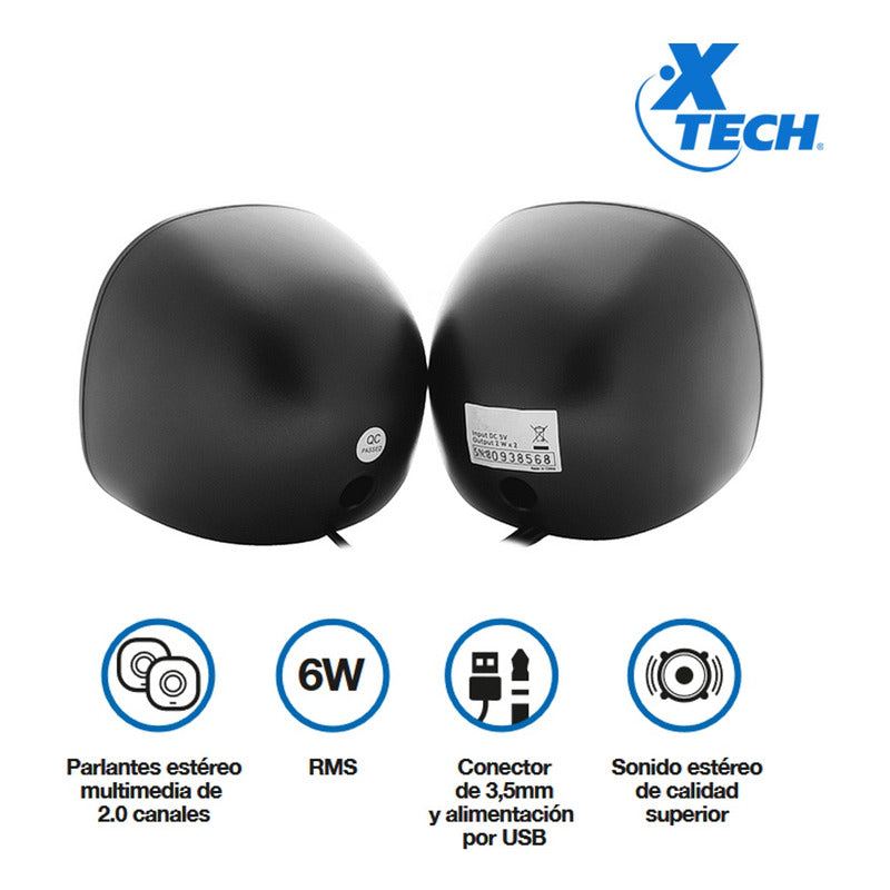 Parlantes Usb Estéreo Multimedia 2.0 Xtech Spekter Xts-115rd