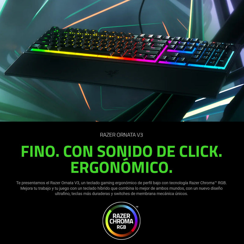 Teclado Gamer Razer Ornata V3, Semi-mecánico Chroma Rgb, Esp