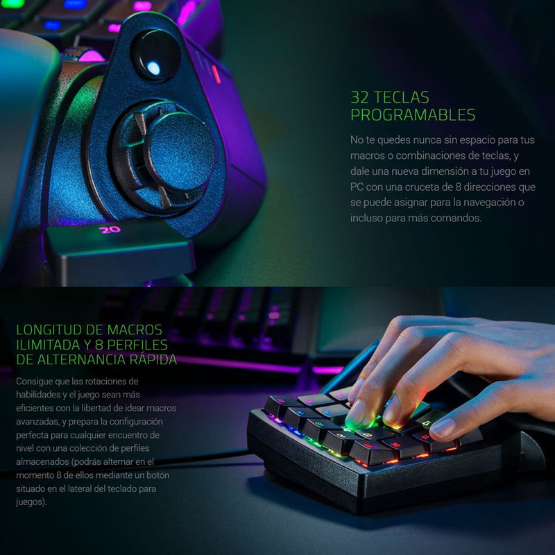 Teclado Keypad Razer Tartarus Pro Óptico Analógico 32 Teclas