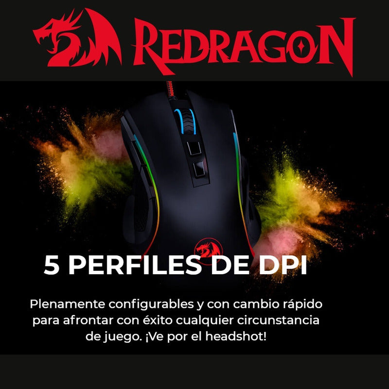 Mouse Gamer Redragon M607w Griffin, Rgb 7200dpi 8 Botones Bl