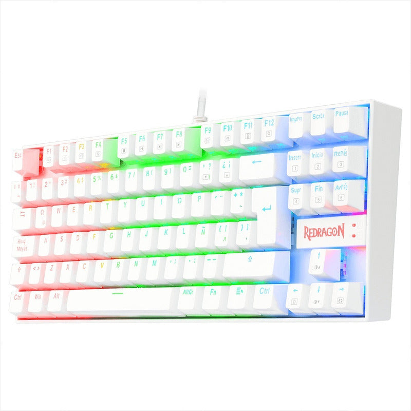 Teclado Mecánico Redragon K552rgb Kumara Blanco, Switch Rojo Español Latinoamérica