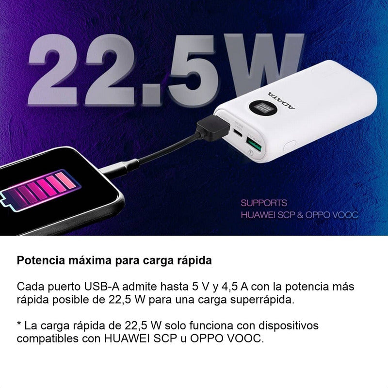 Power Bank 10000mah Multi Carga Rápida Usb-c Adata P10000qcd Negro