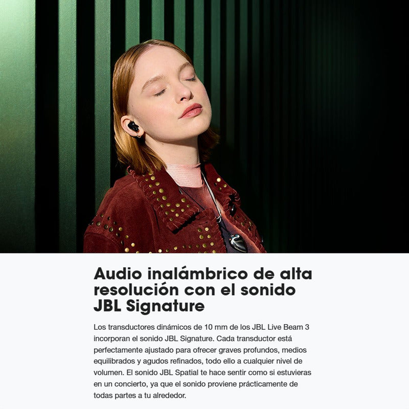 Auriculares JBL Live Beam 3 TWS Bluetooth ANC Smart Case Pantalla IP55 Negro