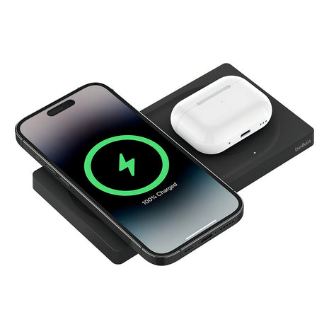 Base Carga 2en1 Wireless Magsafe Belkin Boostcharge Pro 15w Color Blanco